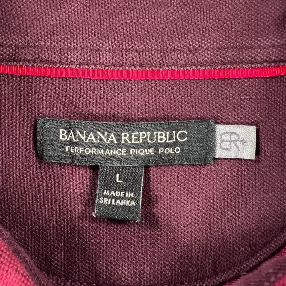 Banana Republic Mens Large Red Short Sleeve‎ Performance Pique Polo Shirt